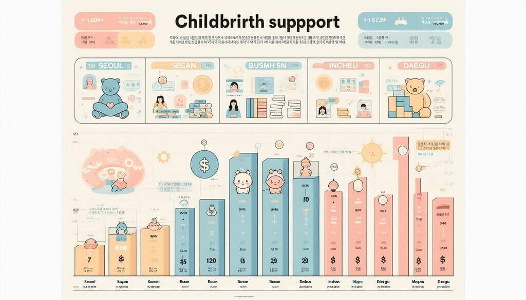 서울 부산 인천 대구 등 주요 도시 출산지원금 비교 인포그래픽