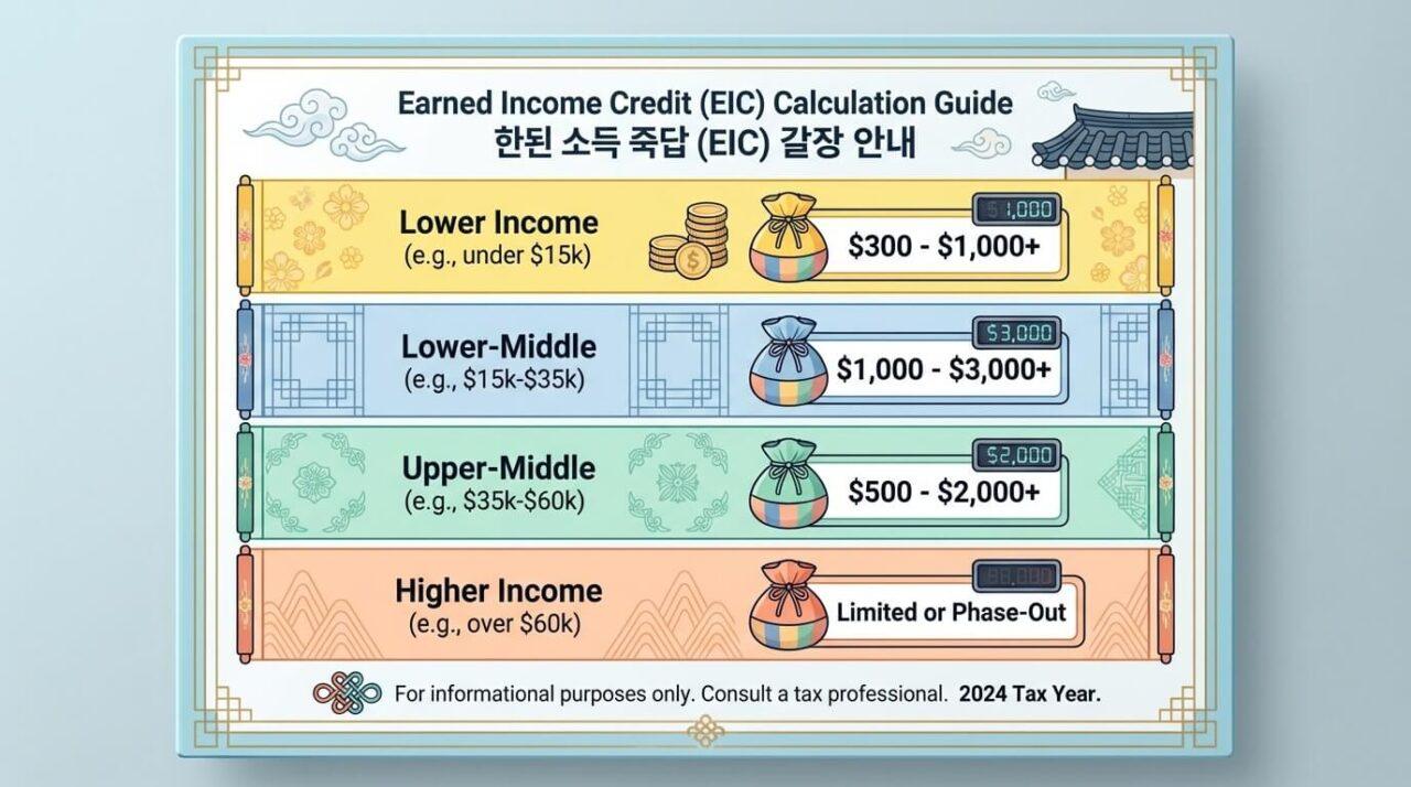 근로장려금 소득 구간별 지급액 계산 인포그래픽