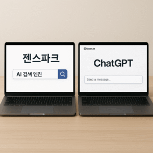 젠스파크와 ChatGPT 비교 메인 이미지, 두 AI 도구 인터페이스 화면