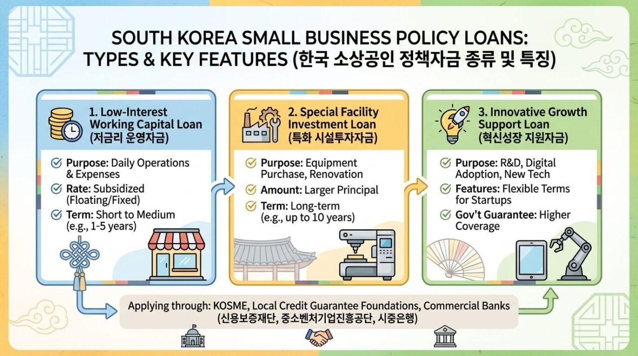소상공인 정책자금 종류별 비교 인포그래픽