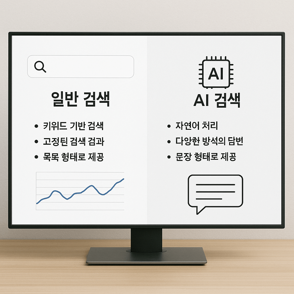 일반 검색과 AI 검색 비교 분석