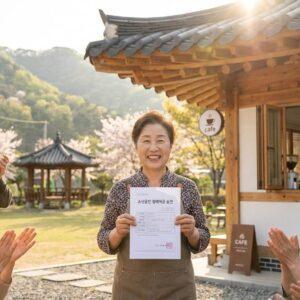 소상공인 정책자금 대출 승인을 받고 기뻐하는 자영업자