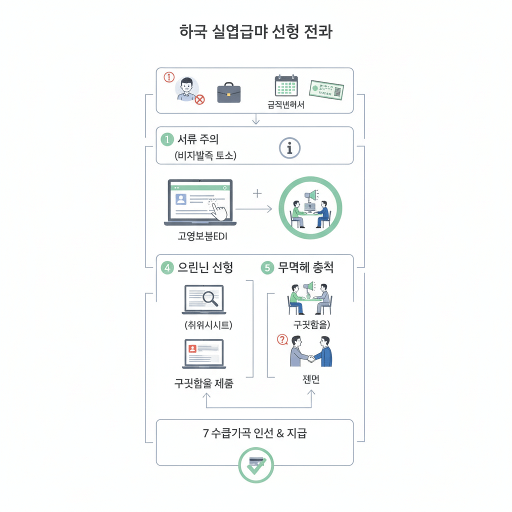 실업급여 신청 절차와 필요 서류 단계별 인포그래픽