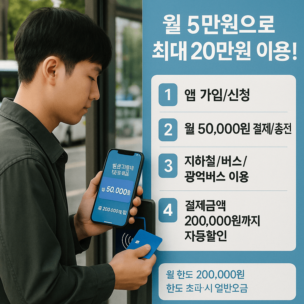 청년 교통비 정액패스 월 5만원으로 20만원어치 이용하는 방법 안내