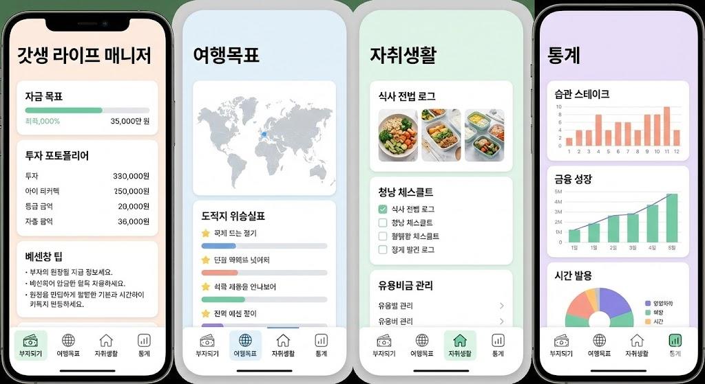 자취생 갓생 라이프 매니저 | 여행·저축·생활을 한 번에 관리하는 올인원 플래너 앱