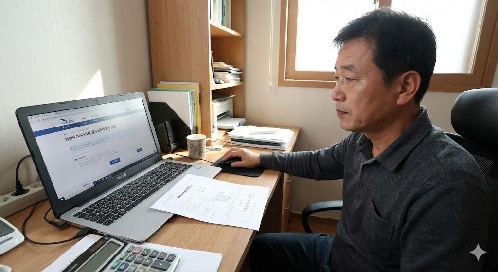 홈택스에서 폐업 소상공인 세금 환급 신청하는 모습