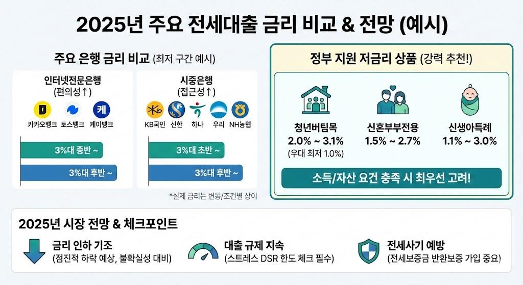 2025년 은행별 전세대출 금리 비교