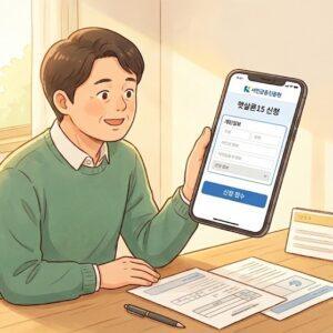 햇살론15 저신용자 대출을 신청하는 모습