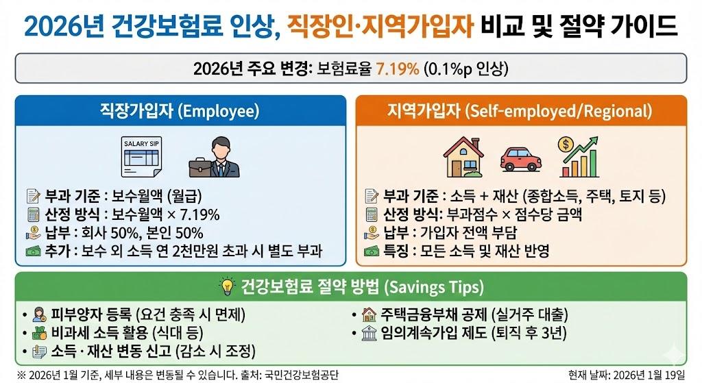 2026년 건강보험료 인상, 직장인과 지역가입자 보험료 비교 및 절약 방법 완벽 안내