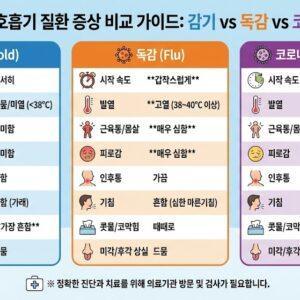 겨울철 감기 독감 코로나 증상 비교 및 구분 방법 가이드