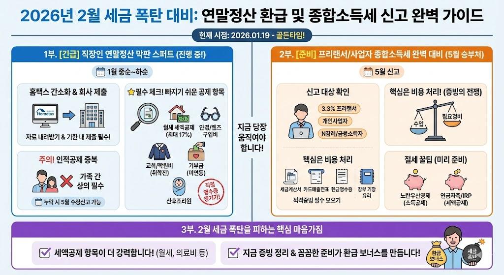 2월 세금 폭탄 대비, 연말정산 환급 및 종합소득세 신고 완벽 안내