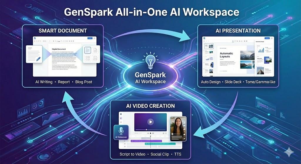 젠스파크 올인원 AI 워크스페이스 문서 슬라이드 영상 제작 기능