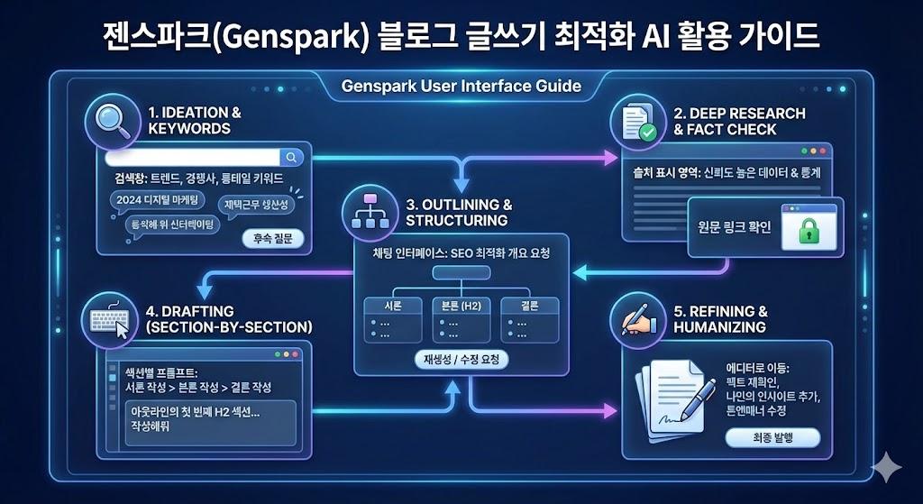 젠스파크 사용자 인터페이스 가이드 - 블로그 글쓰기에 최적화된 AI 검색 활용법