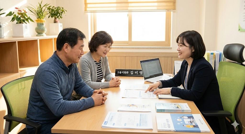 고용센터에서 중장년 취업지원 상담받는 모습