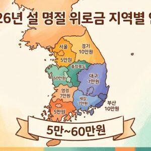 2026년 설 명절 위로금 지역별 차이: 5만원부터 60만원까지 지역별로 다른 혜택