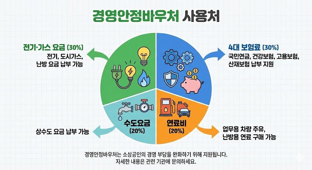 소상공인 경영안정바우처 사용처별 지원 항목
