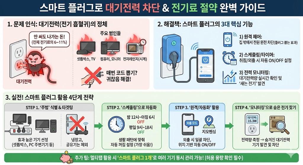 스마트 플러그와 대기전력 차단으로 전기료 절약하는 방법