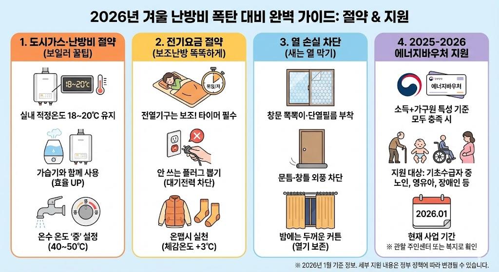 겨울 난방비 폭탄 대비, 전기·가스요금 절약 방법 및 에너지바우처 지원 완벽 안내