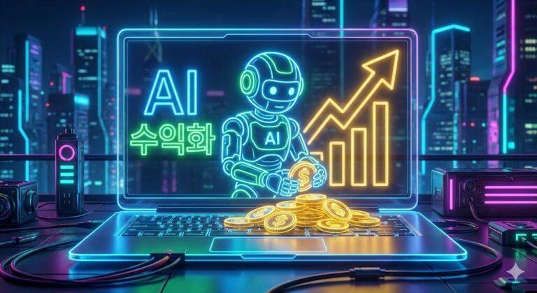AI 수익화 방법으로 온라인 부업 수익 창출하는 미래형 이미지