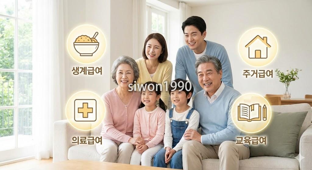 기초생활보장 4가지 급여로 안정적인 생활을 누리는 모습