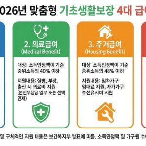 맞춤형 기초생활보장 4가지 급여 종류 및 특징