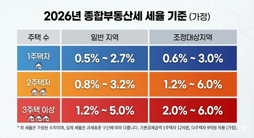 2026년 종합부동산세 주택별 기본세율 비교표