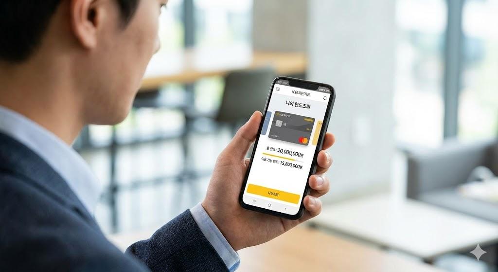 신용카드 앱에서 한도를 조회하는 모습
