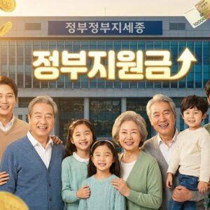 2026년 정부지원금으로 경제적 어려움을 극복하는 행복한 가족 이미지