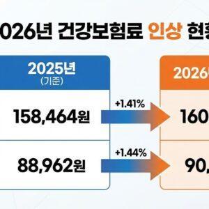 2026년 건강보험료 인상액 비교표 직장가입자 지역가입자
