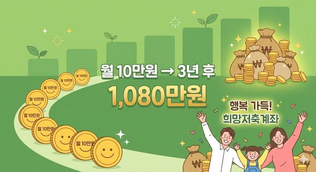 2026년 희망저축계좌Ⅱ 월 10만원 저축으로 3년 후 1,080만원 받는 완벽 가이드