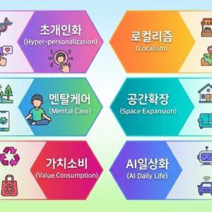 2026년 라이프스타일 트렌드 6가지 요소를 한눈에 보여주는 컬러풀 인포그래픽