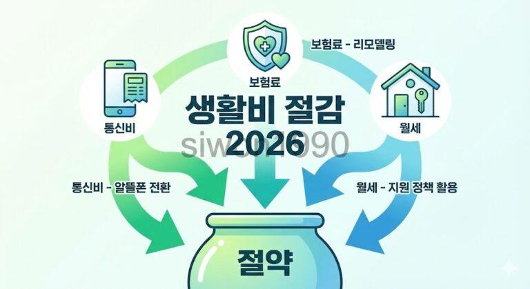 생활비 절감 2026, 통신비 보험료 월세 절약 전략 한눈에 보기