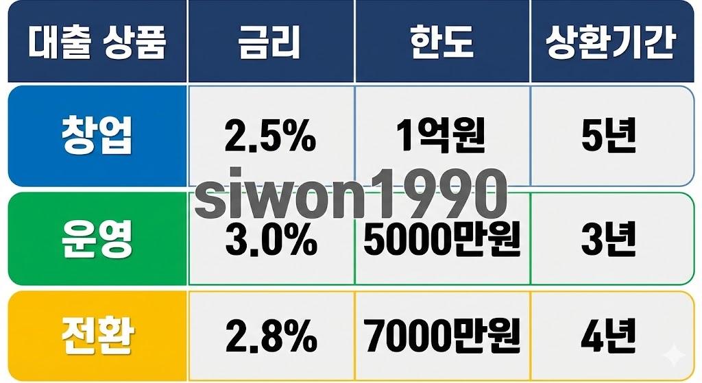 소상공인 정책 대출 상품별 조건 비교 및 특징 분석