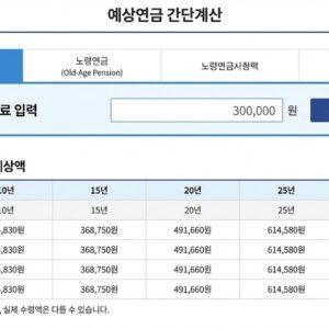 국민연금 예상수령액 조회 계산기 화면
