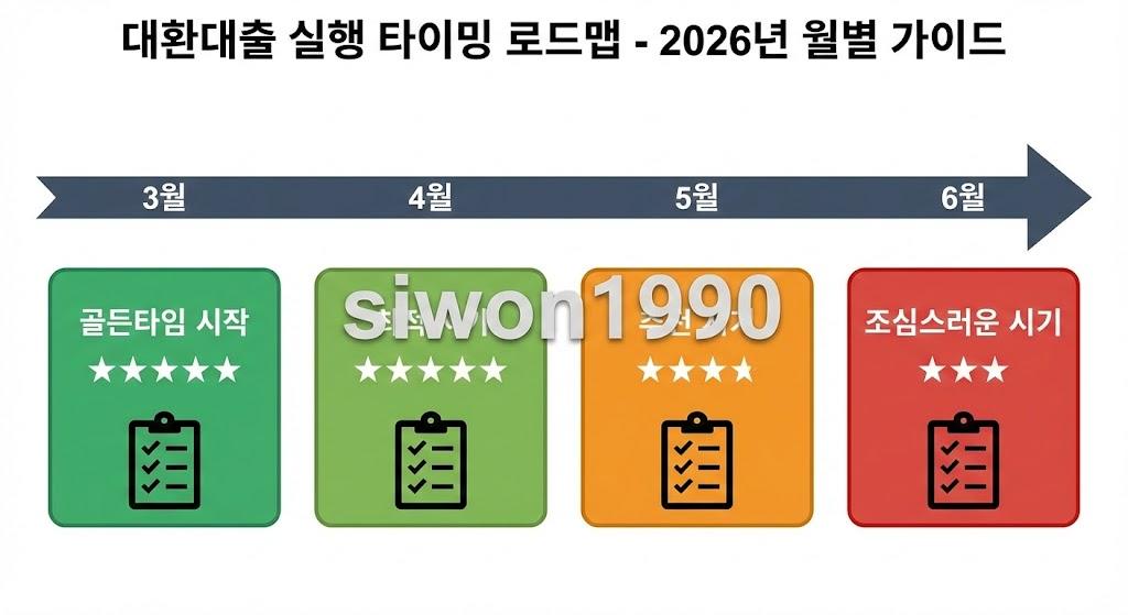 2026년 대환대출 실행 타이밍 로드맵, 월별 추천도 및 체크리스트