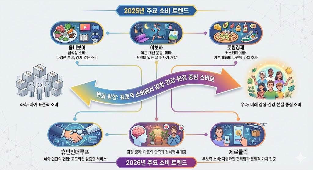 2025년과 2026년 소비 트렌드 키워드 비교 및 변화 방향 분석