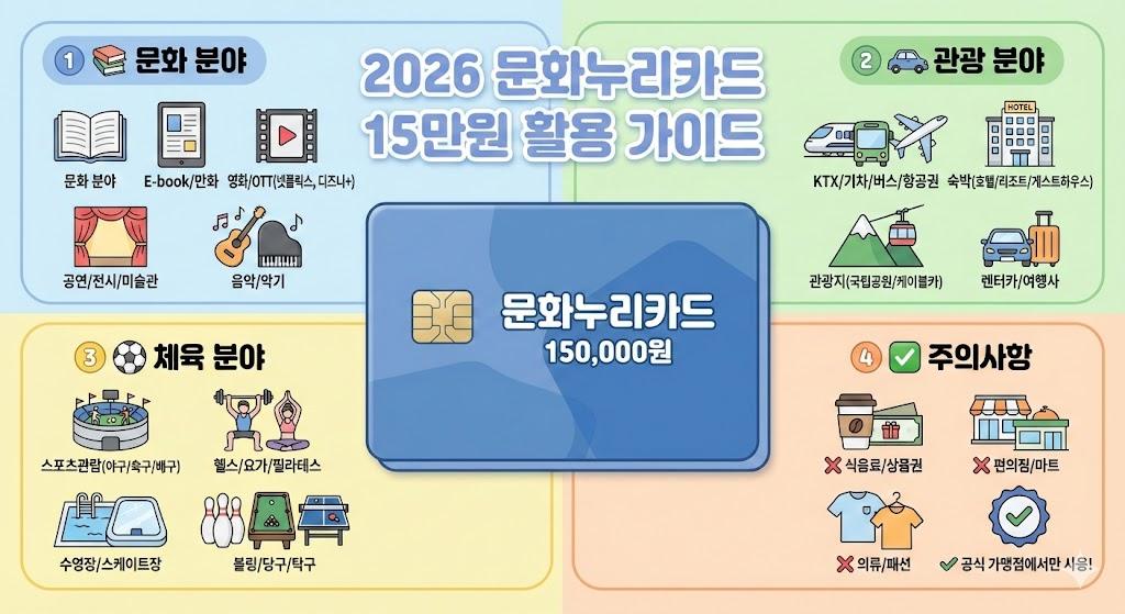 문화누리카드 2026 사용 가능한 문화, 관광, 체육 분야 카테고리 가이드