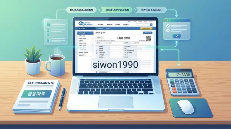 종합소득세 신고 홈택스 화면과 계산기 세금 신고 준비 이미지