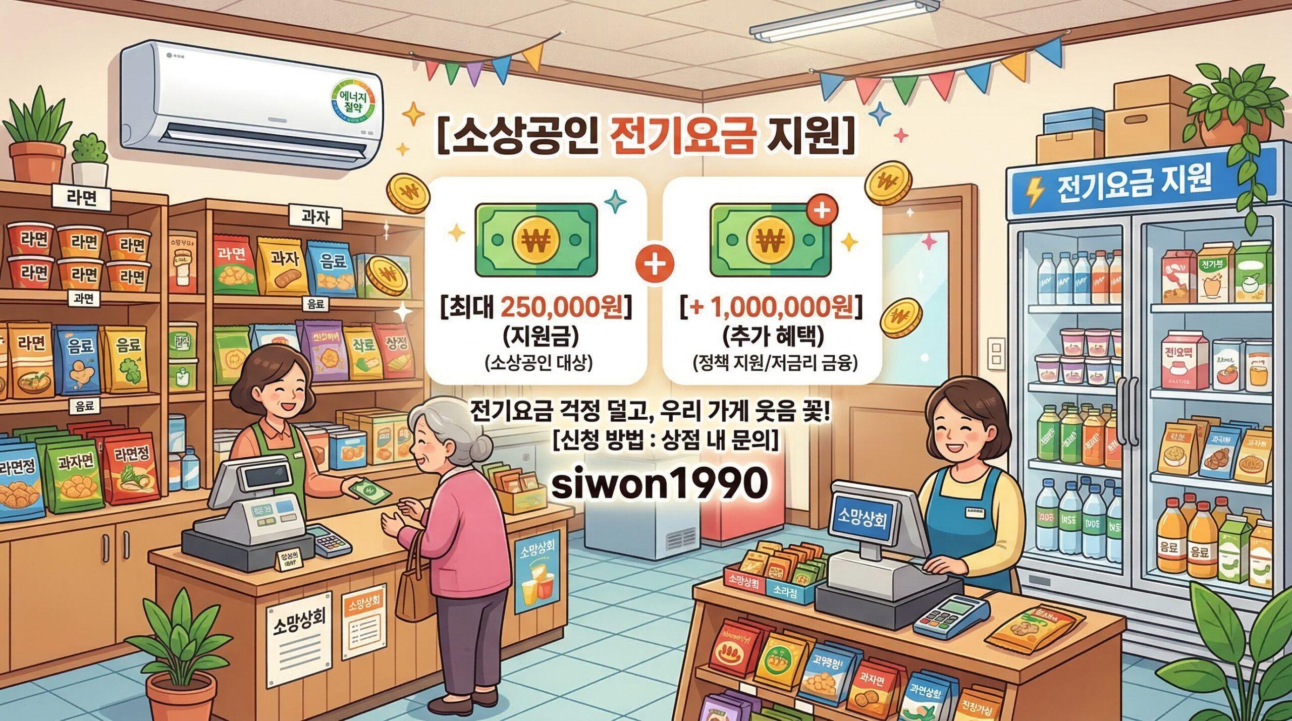 소상공인 전기요금 지원 경영안정바우처 25만원 안내 이미지