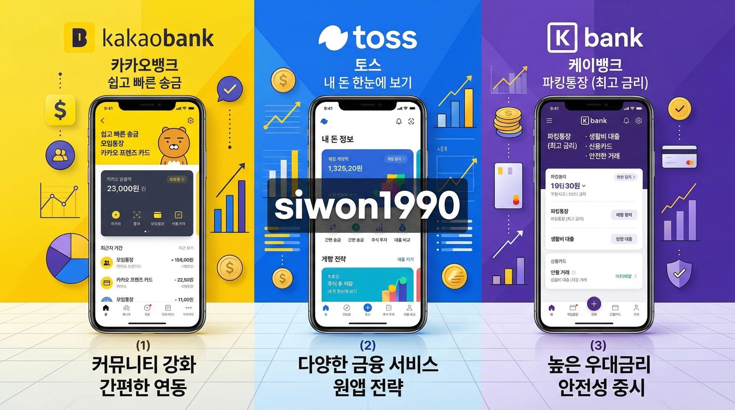 비상금 대출 비교 카카오뱅크 토스뱅크 케이뱅크 스마트폰