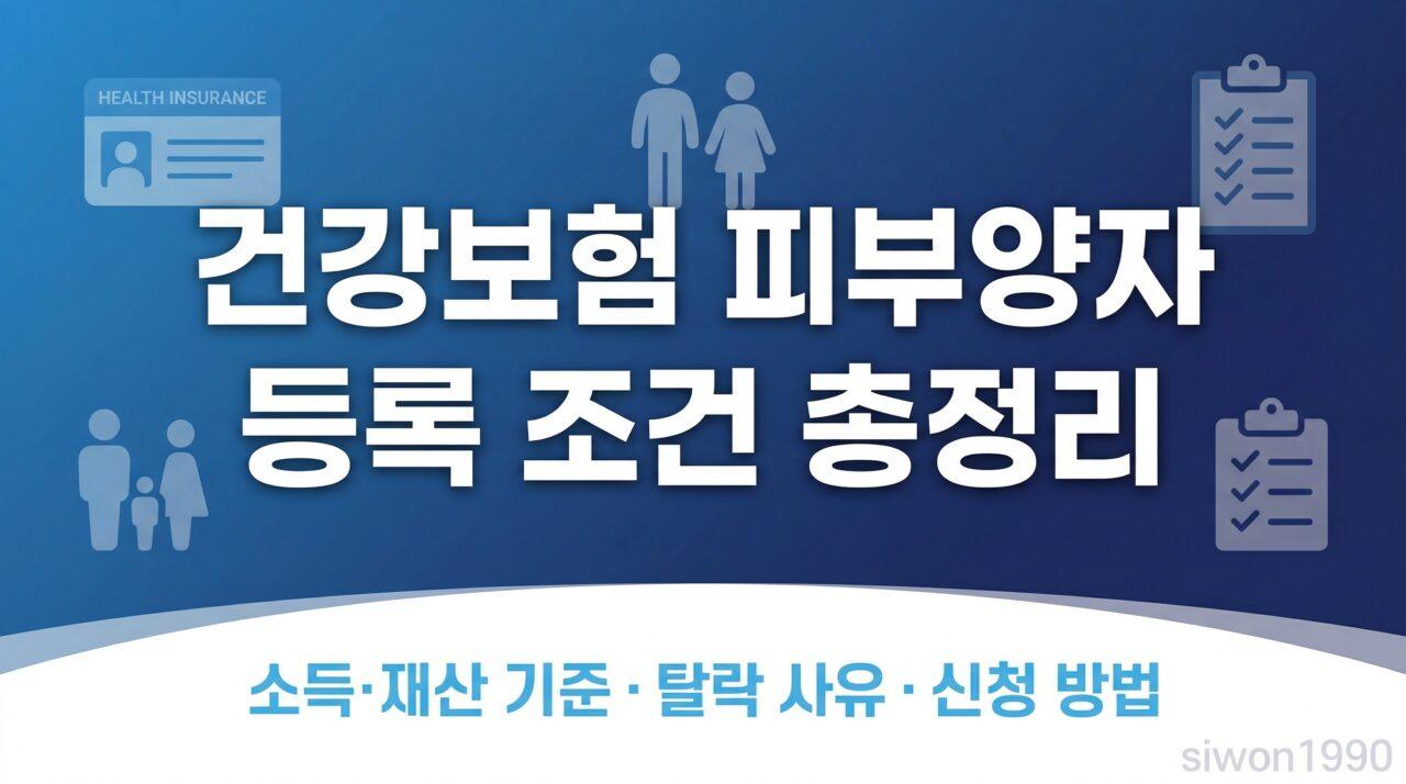 건강보험 피부양자 등록 조건 총정리 | 소득·재산 기준, 탈락 사유, 신청 방법까지