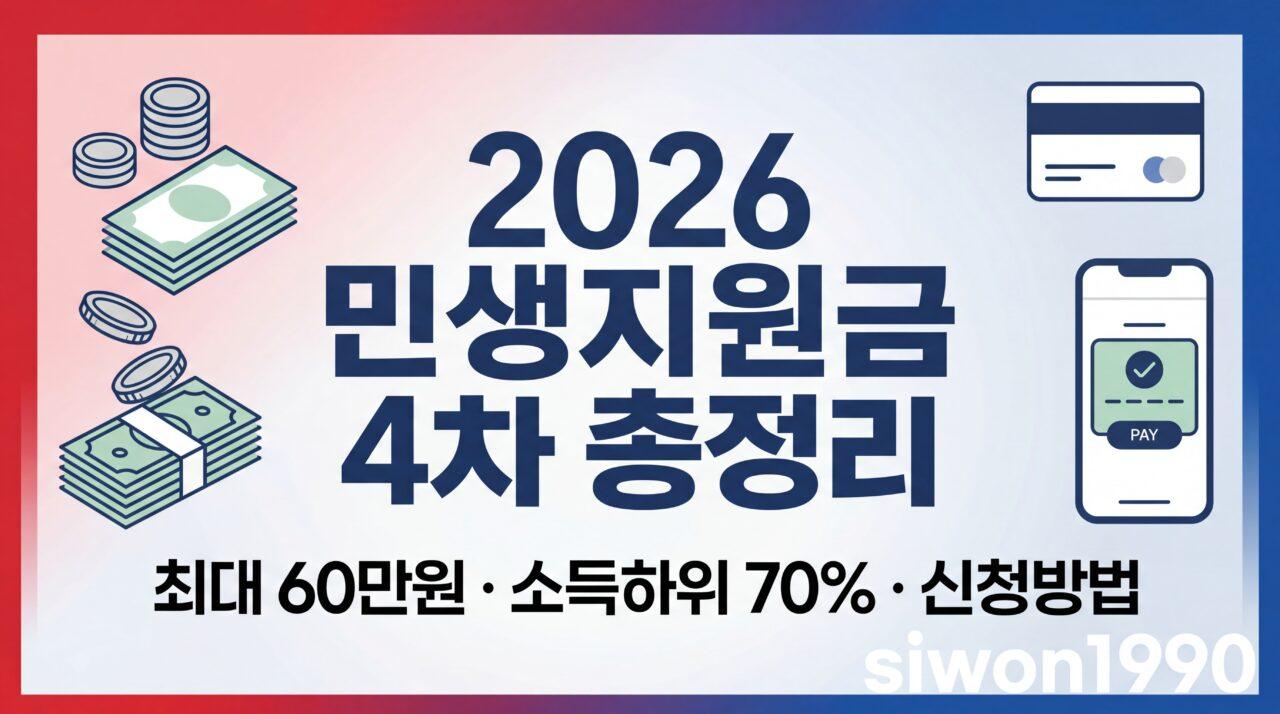 2026 민생지원금 4차 정부안 총정리 | 소득하위 70% 대상, 최대 60만원, 신청방법까지