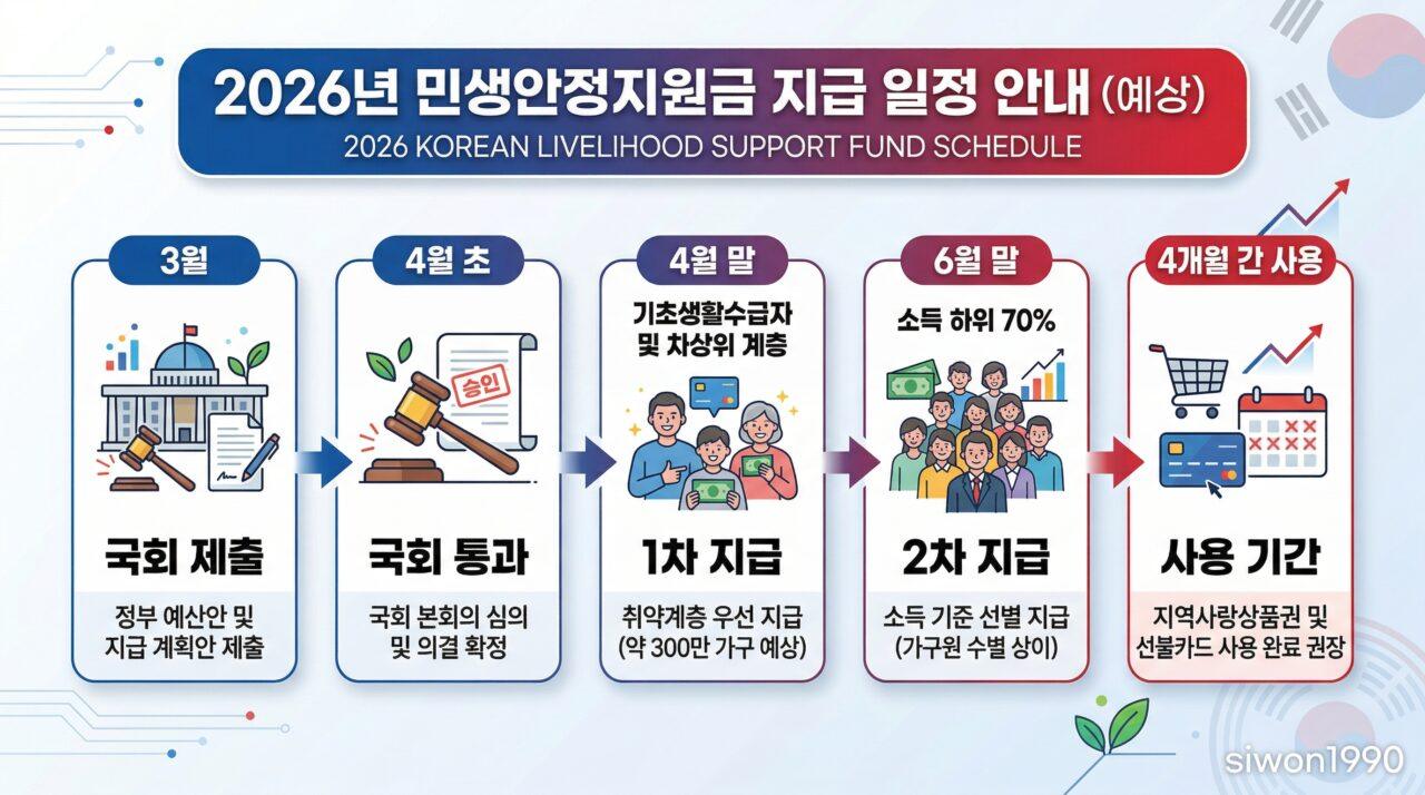 2026 민생지원금 4차 지급 일정 타임라인 신청 시기