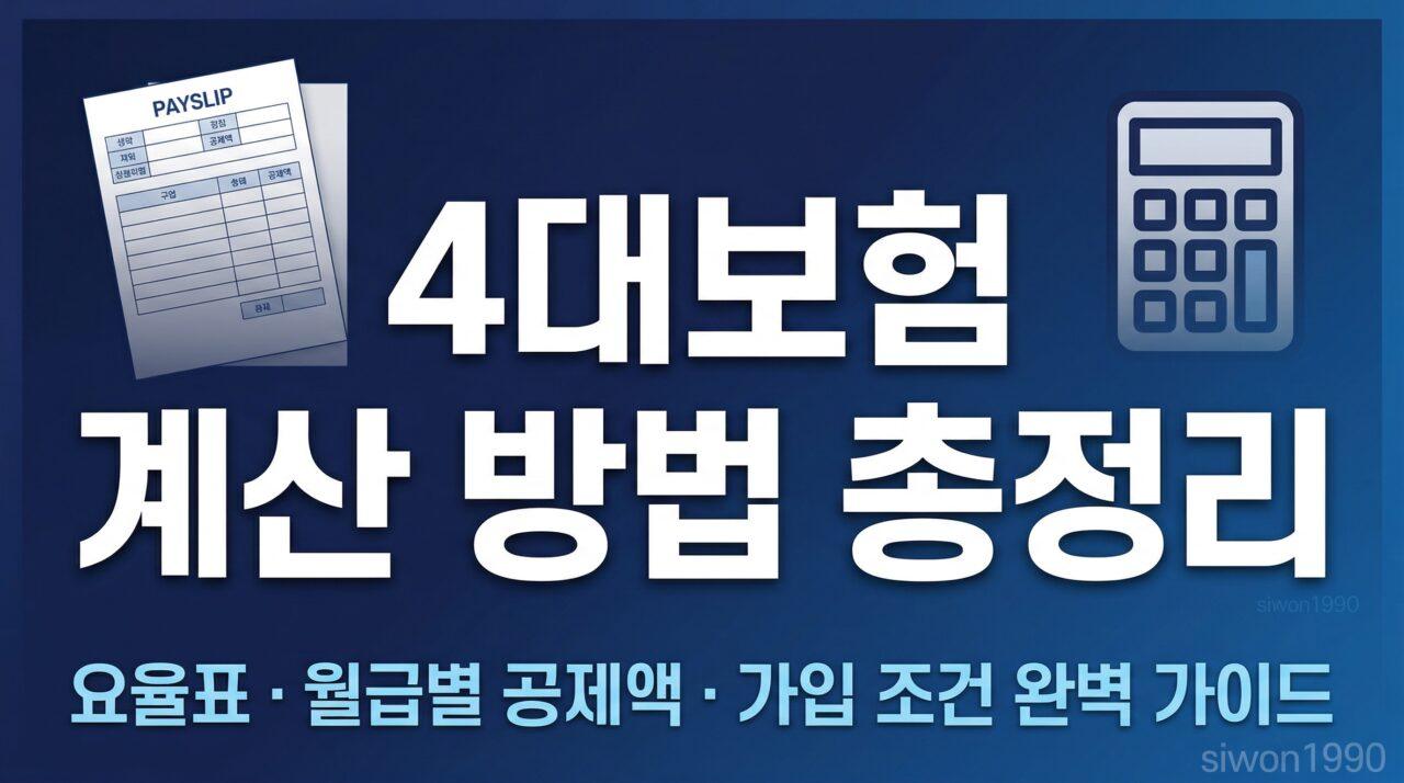 4대보험 계산 방법 총정리 | 요율표·월급별 공제액·알바 가입 조건까지
