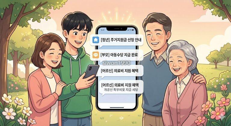 복지멤버십 가입 후 맞춤형 복지서비스 알림을 받는 모습