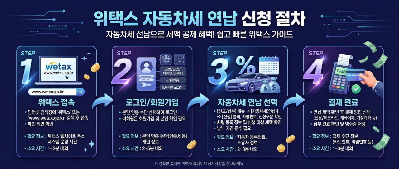 위택스 신청 STEP 1~4 플로우차트