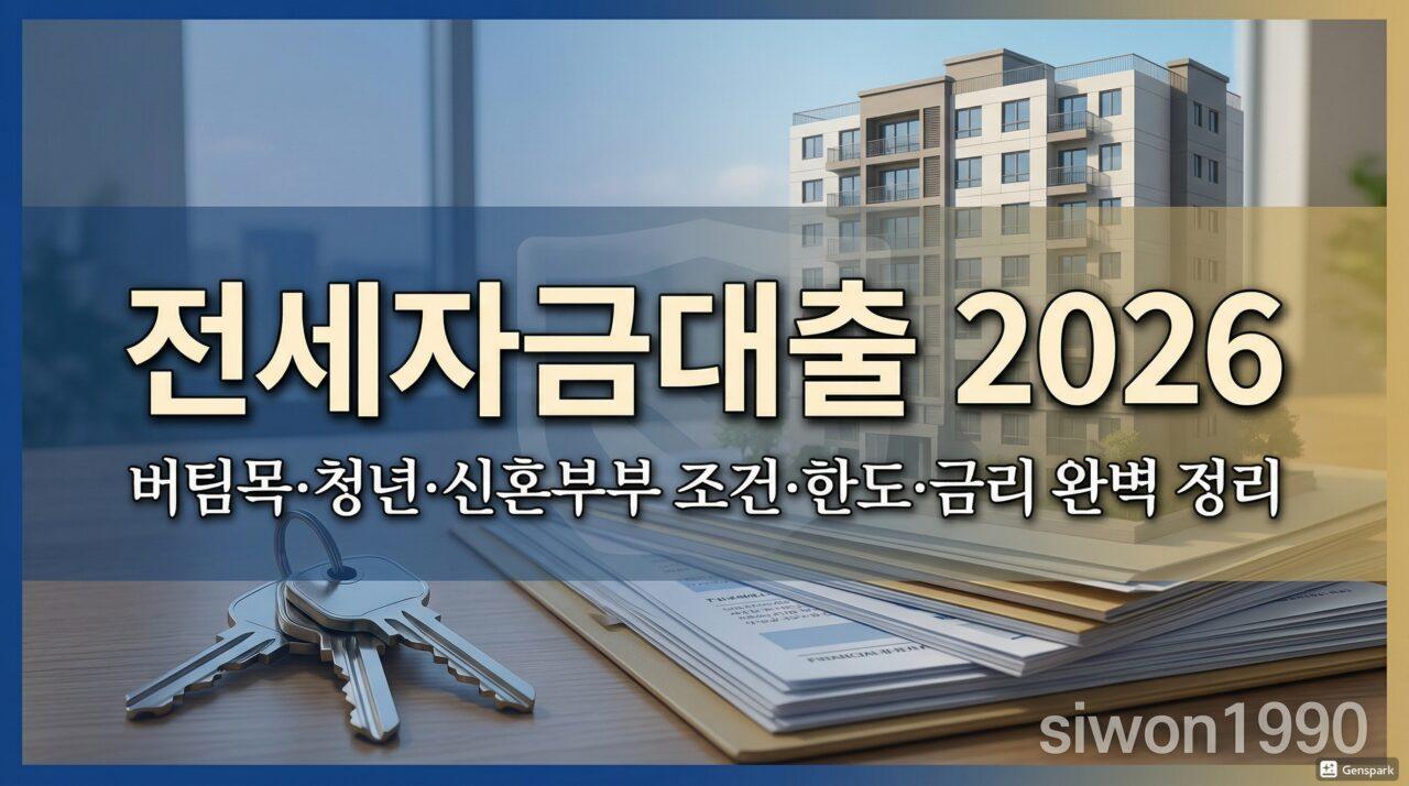 전세자금대출 2026 완벽 정리 – 버팀목·청년·신혼부부 조건·한도·금리 한눈에