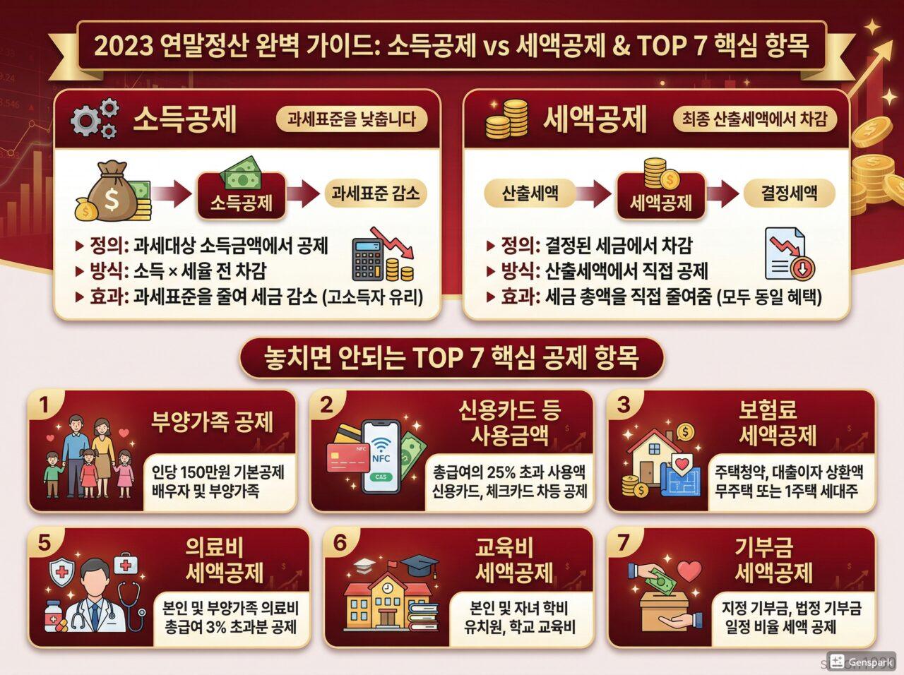 연말정산 소득공제 세액공제 항목 비교