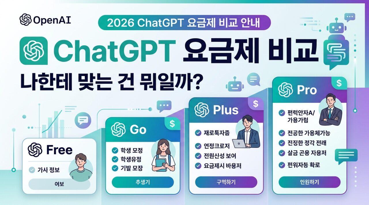 ChatGPT 무료 vs 유료 차이 완벽 비교 — Go·Plus·Pro 뭘 골라야 할까? (2026 최신)