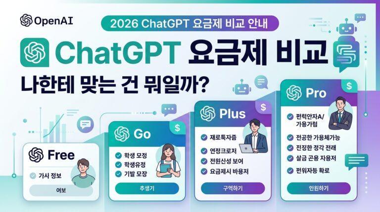 2026년 ChatGPT 무료 유료 요금제 비교 가이드 썸네일